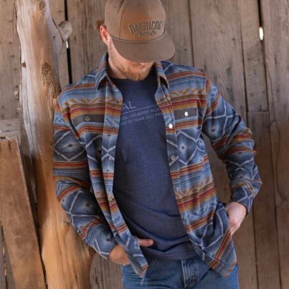 NWT Men’s Rural Cloth Desperado Polar Fleece Aztec Button Down Shirt Size XL - Picture 3 of 6